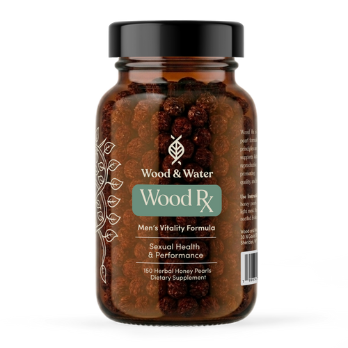 Wood Rx supplement bottle labeled 'Wood & Water Wood Rx'